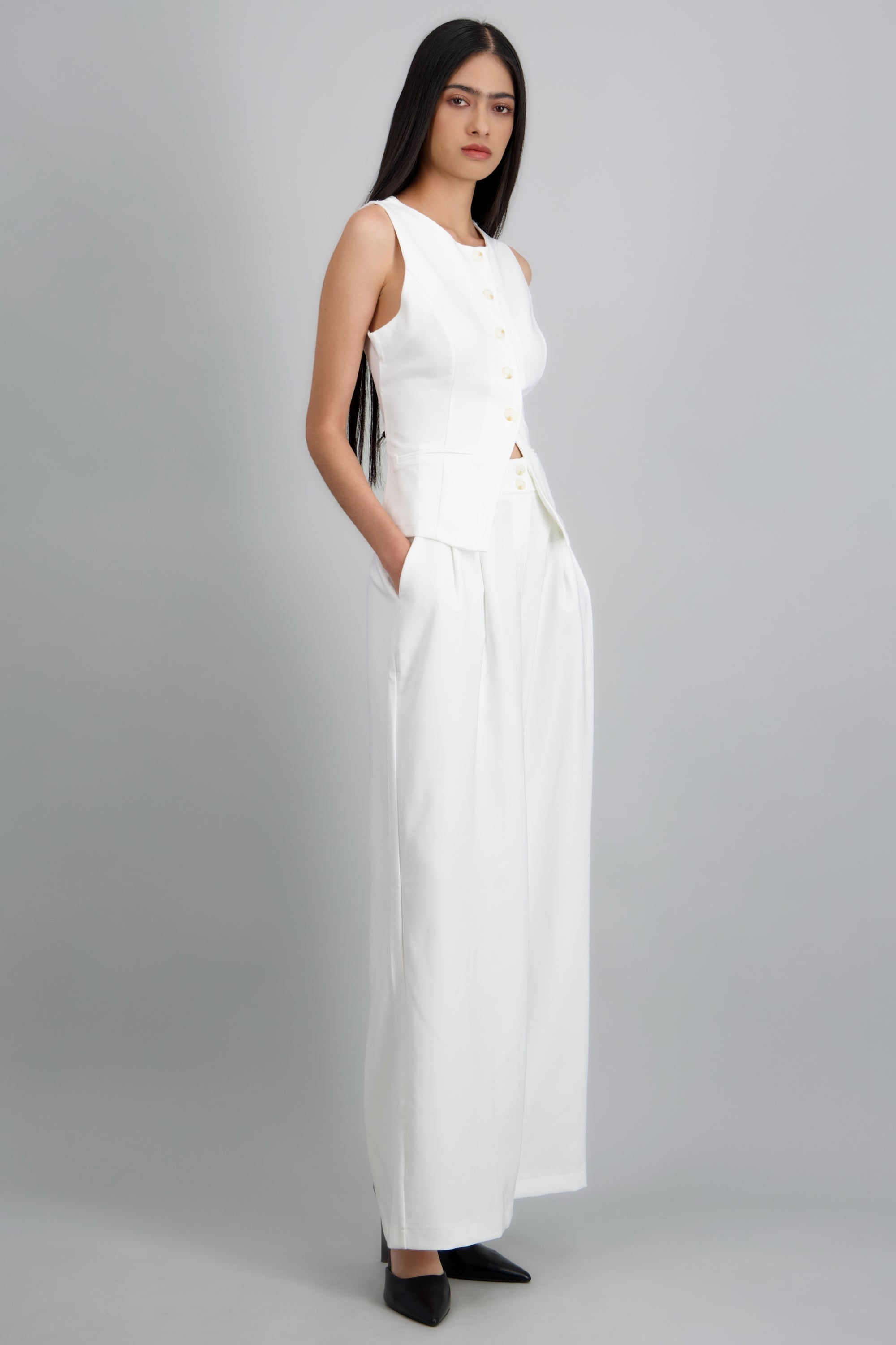 Pantalon amplio sastre BLANCO