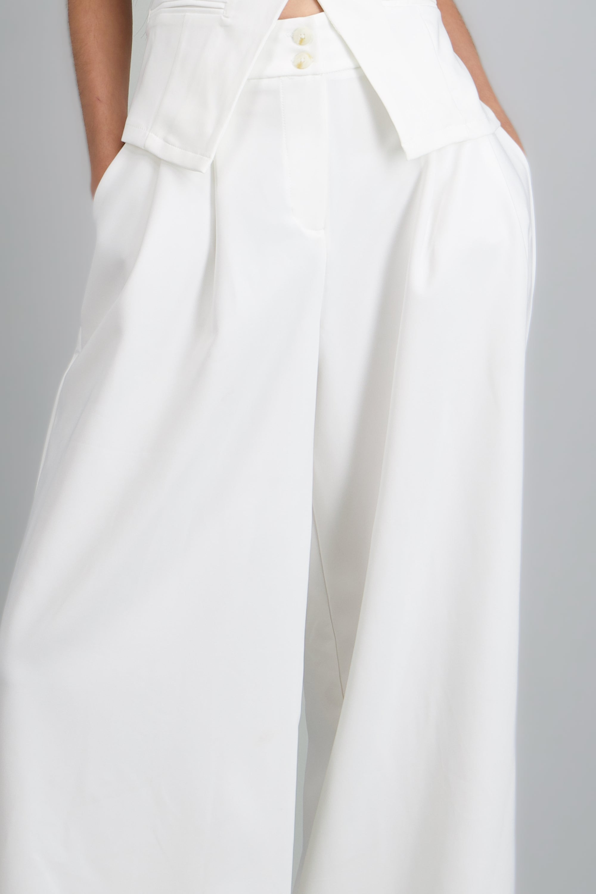 Pantalon amplio sastre BLANCO