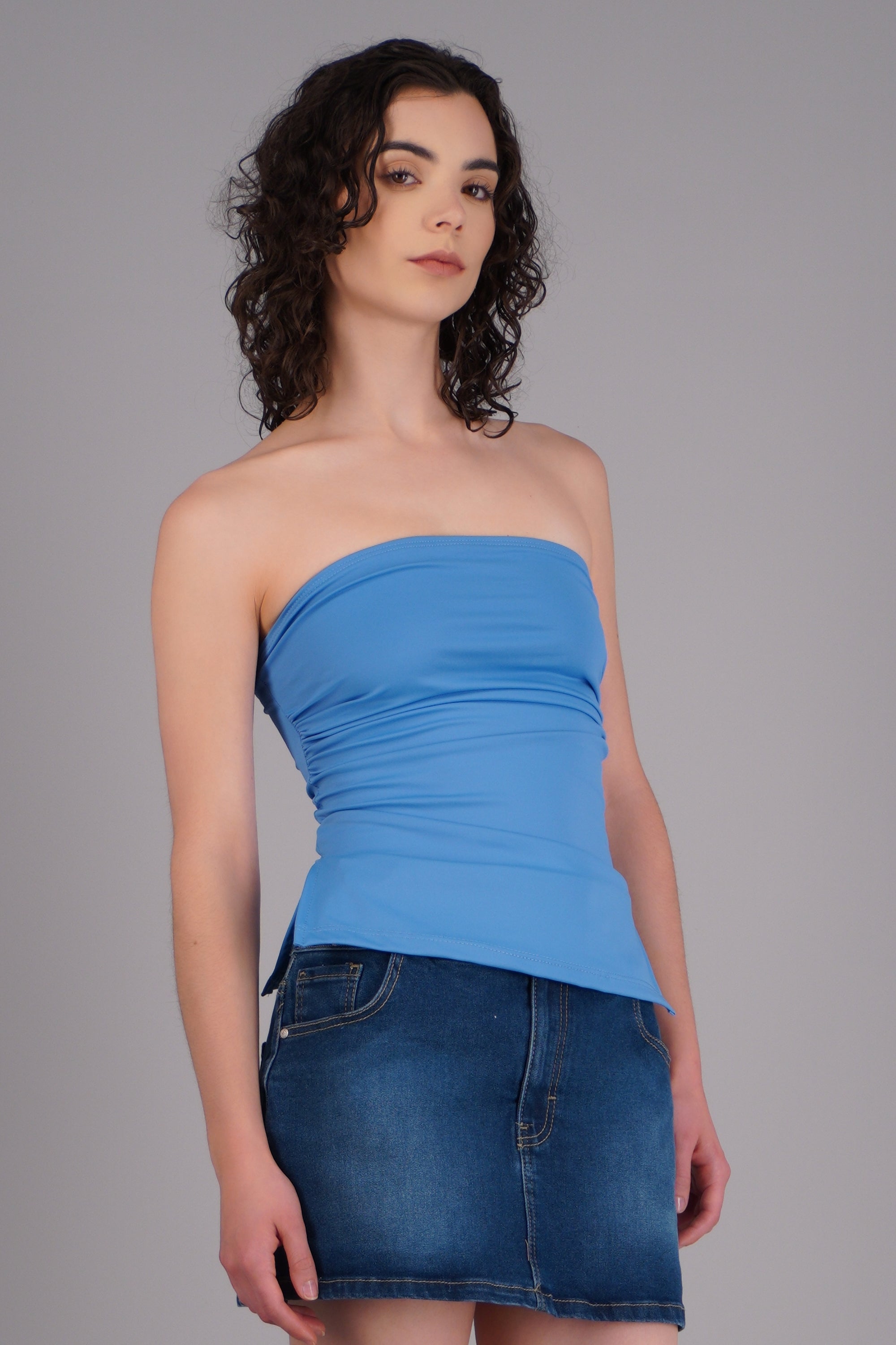 Top tubo AZUL BRILLANTE