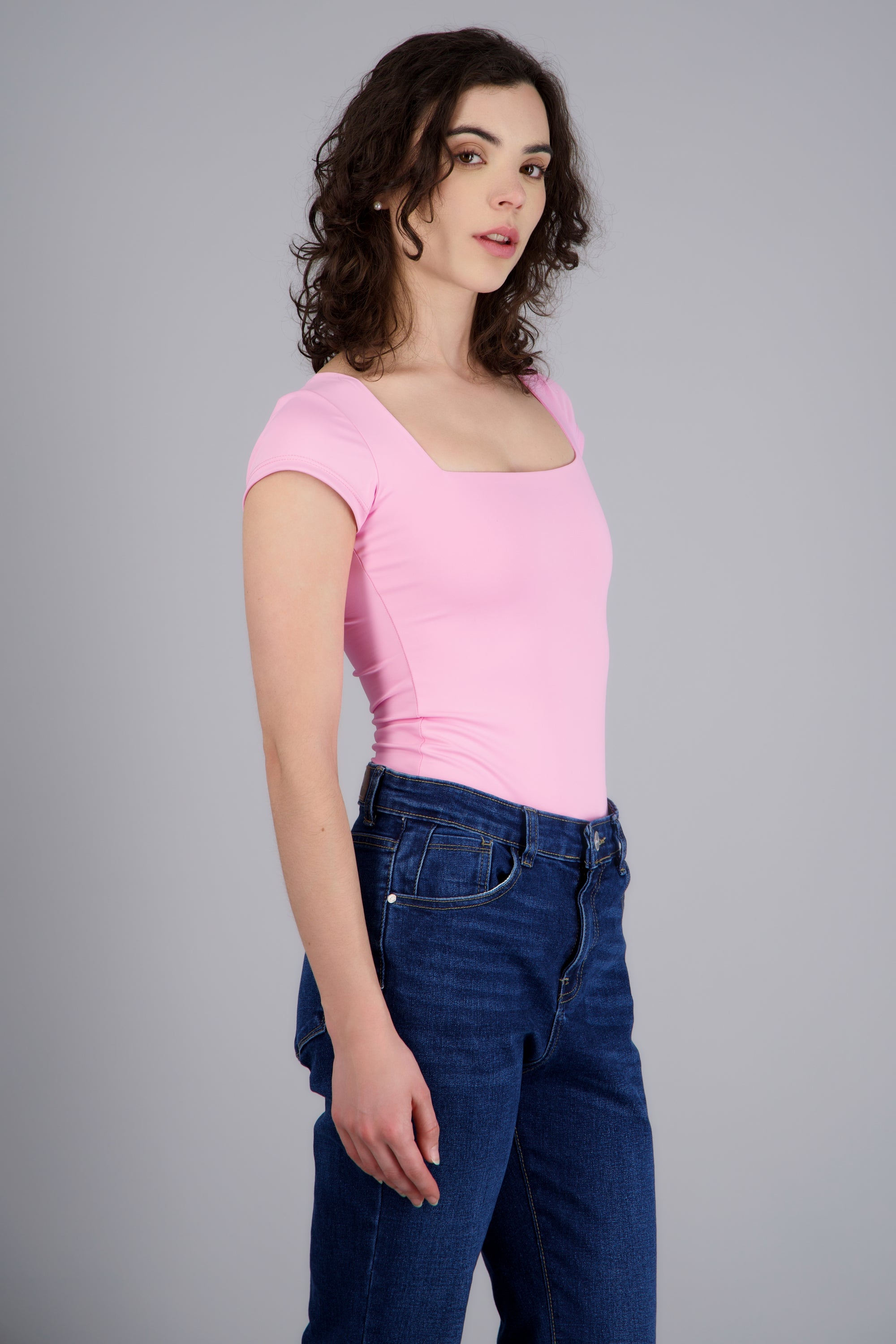 Bodysuit escote cuadrado ROSA BRILLANTE