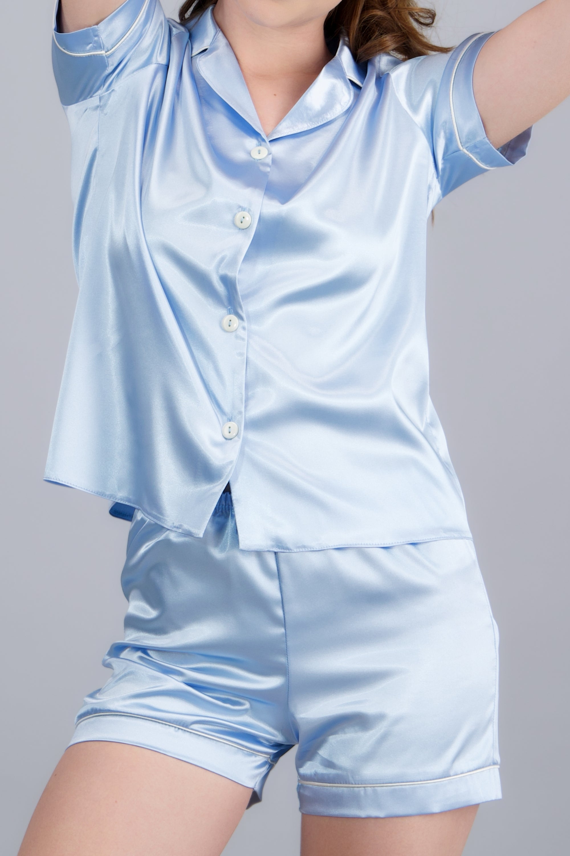 Pijama Satín Camisa AZUL CIELO