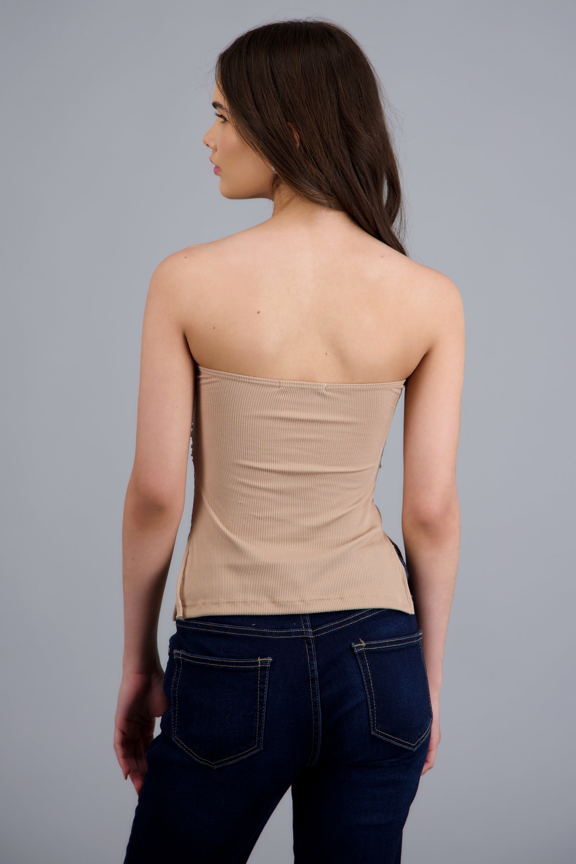 Top tubo abertura rib TAUPE