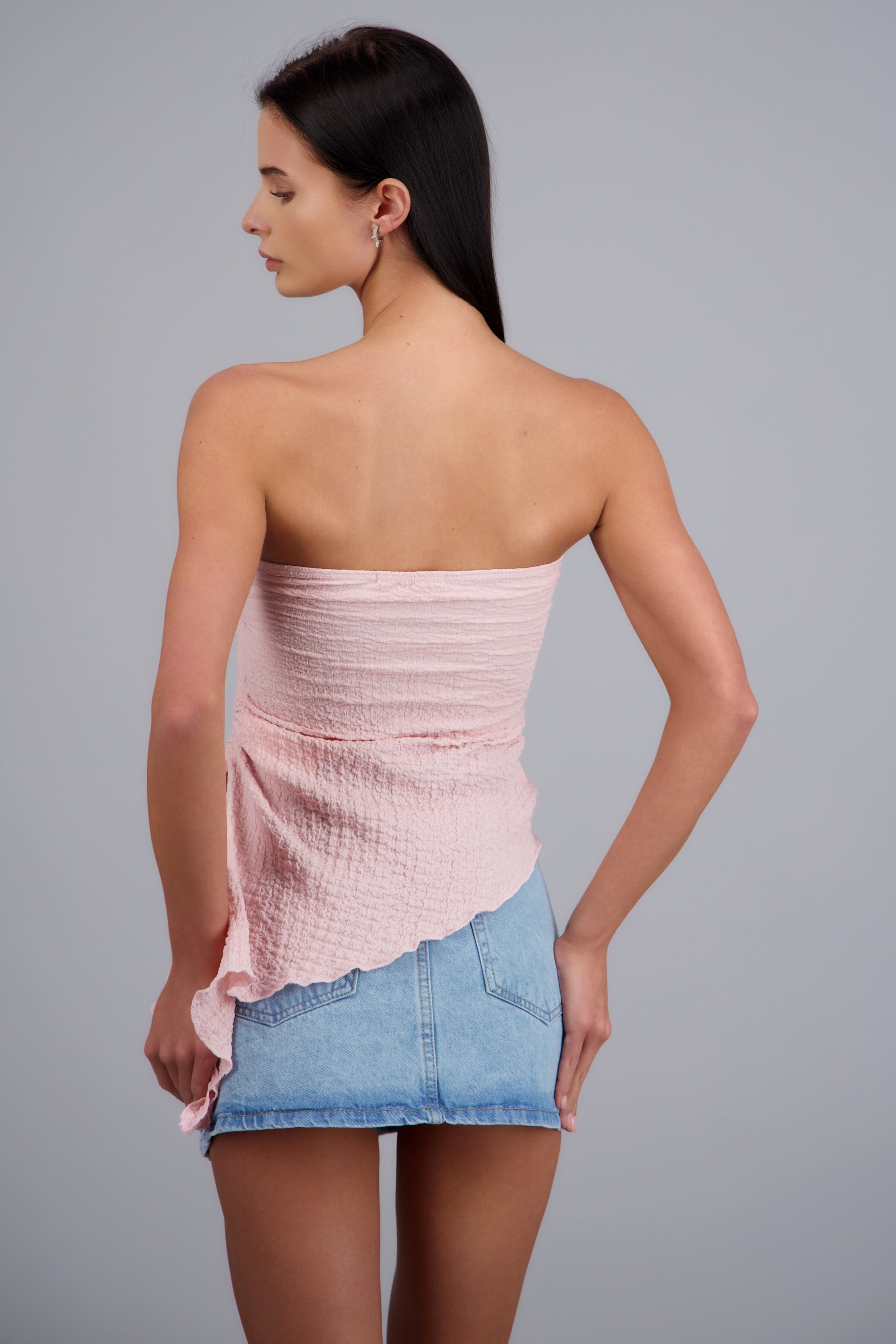 Top strapless textura asimetrico BLUSH