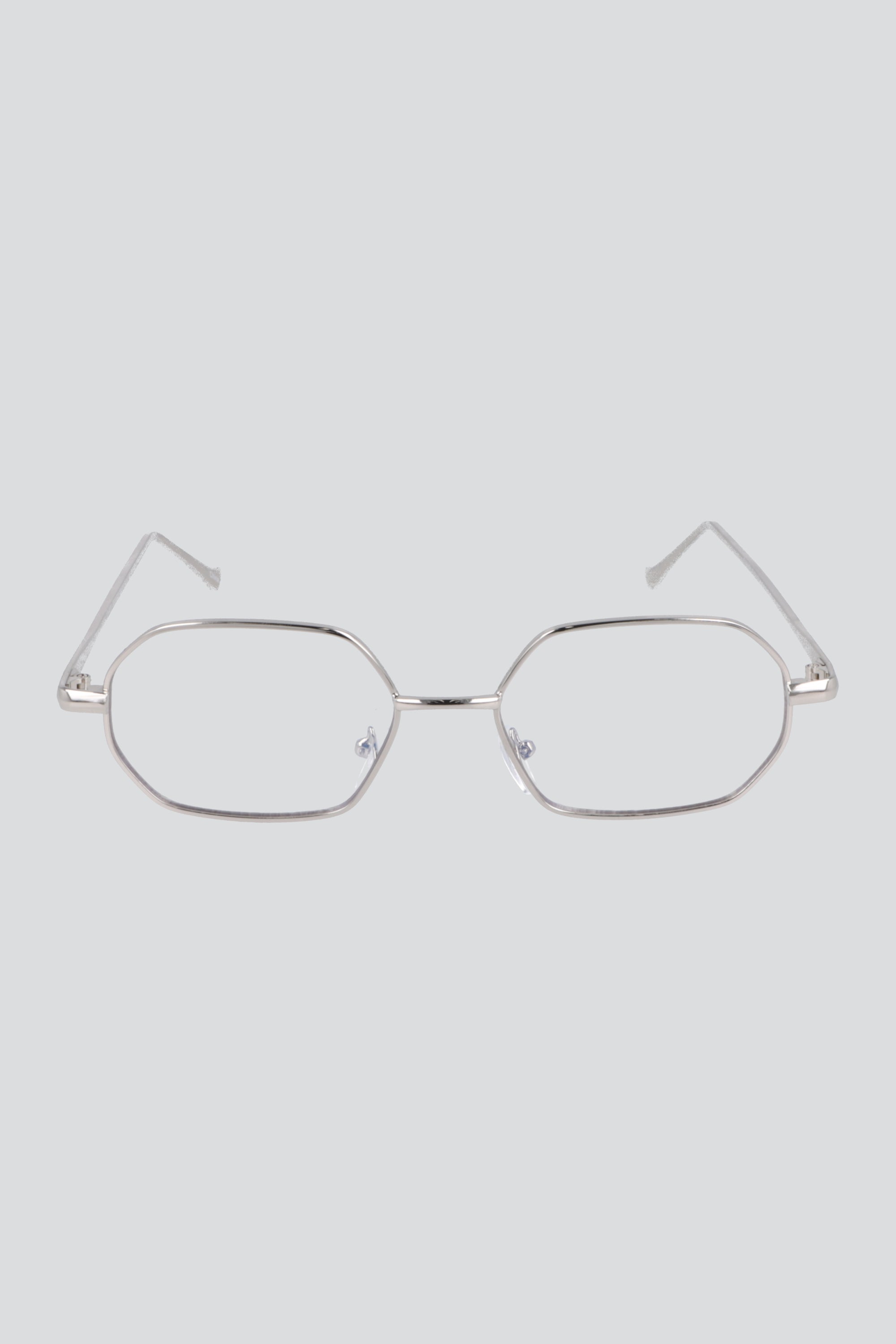 Lentes hexagonales metálicos luz azul PLATA