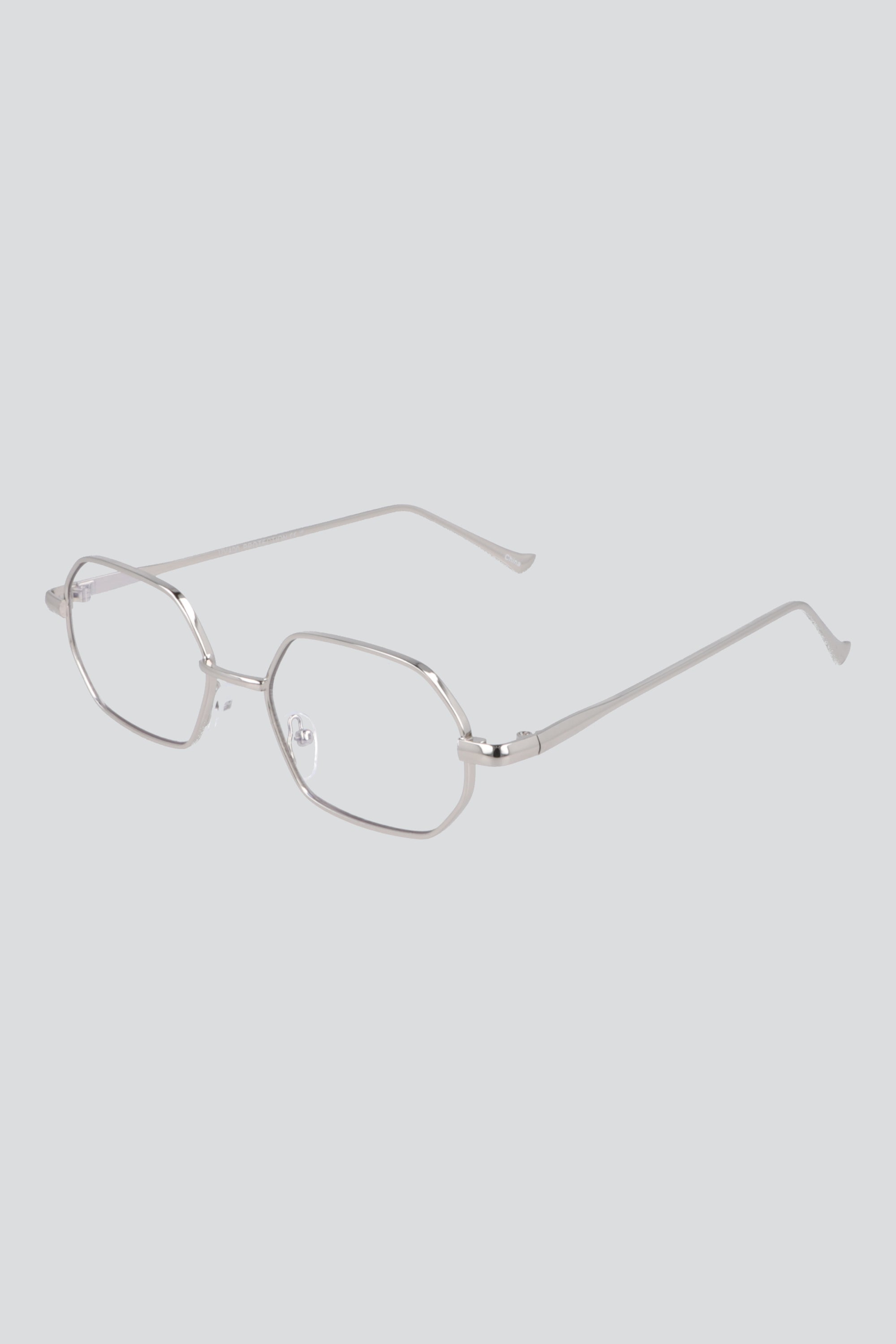 Lentes hexagonales metálicos luz azul PLATA