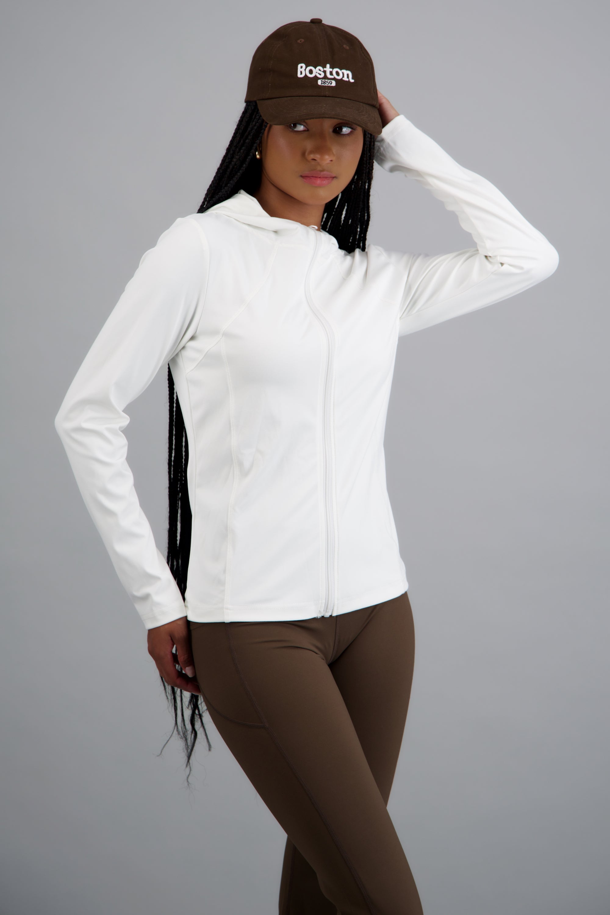 Chamarra deportiva con gorro BLANCO