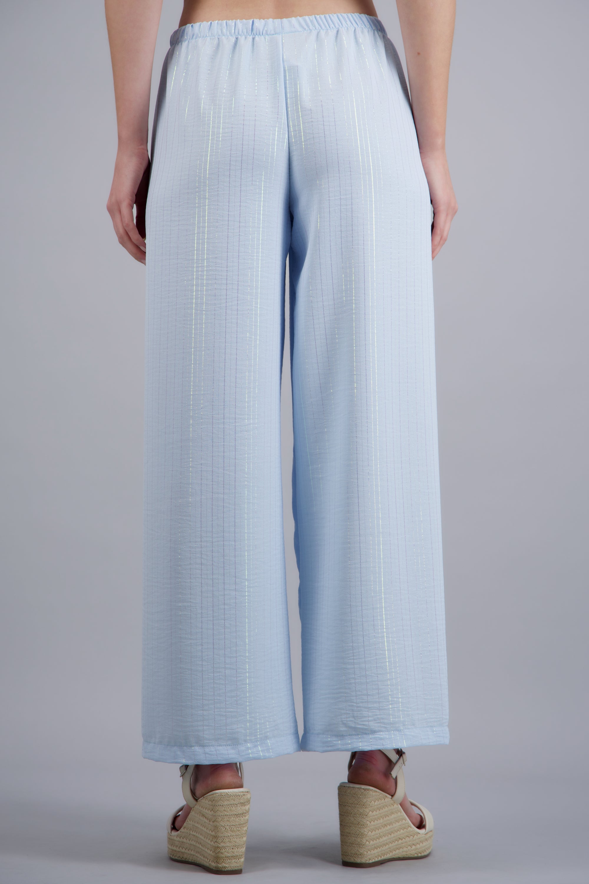 Pantalon aberturas rayas efecto AZUL PASTEL