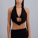 Top halter escote drapeado