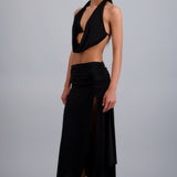 Top halter escote drapeado