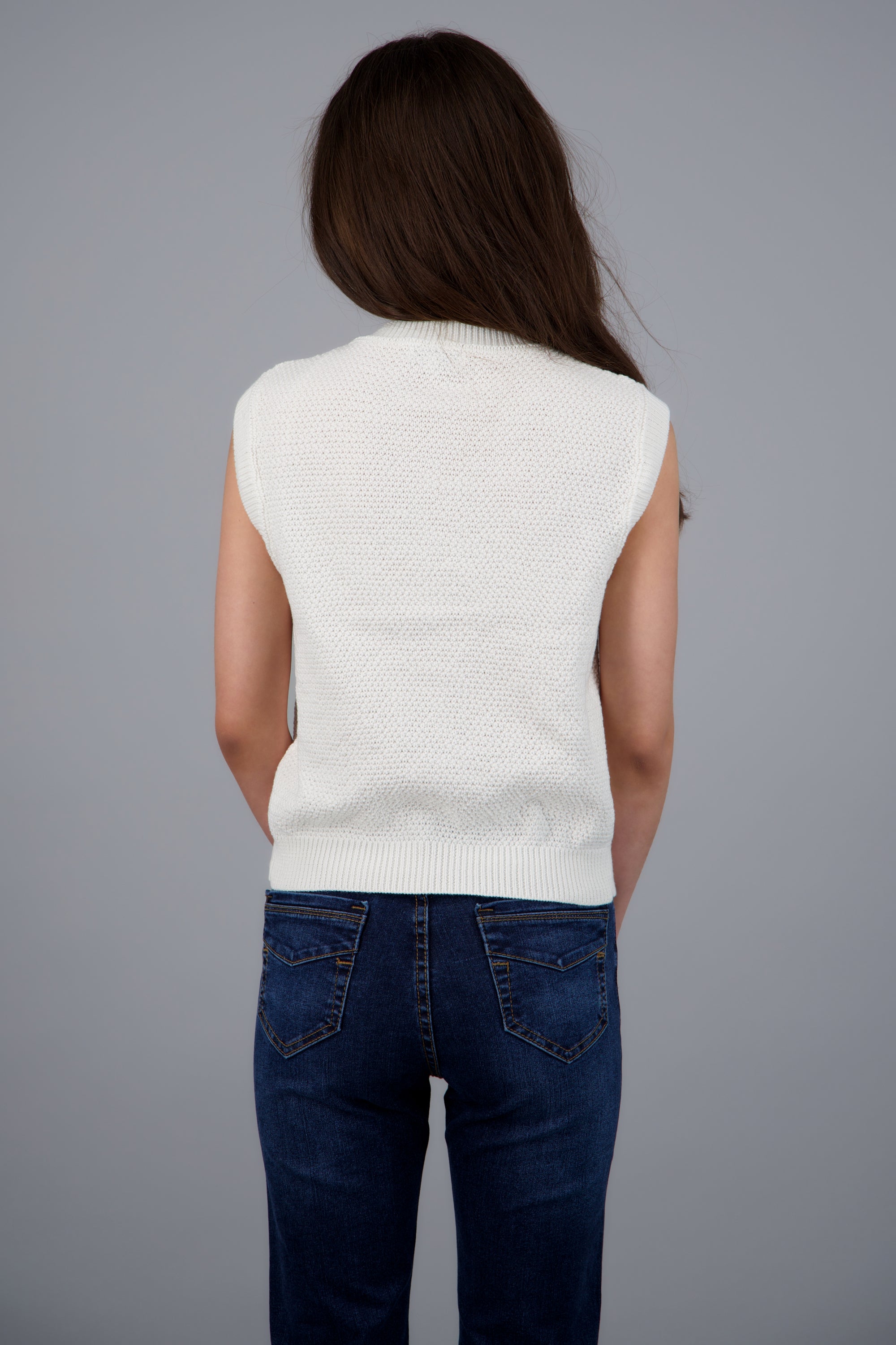Chaleco liso detalle boton BLANCO