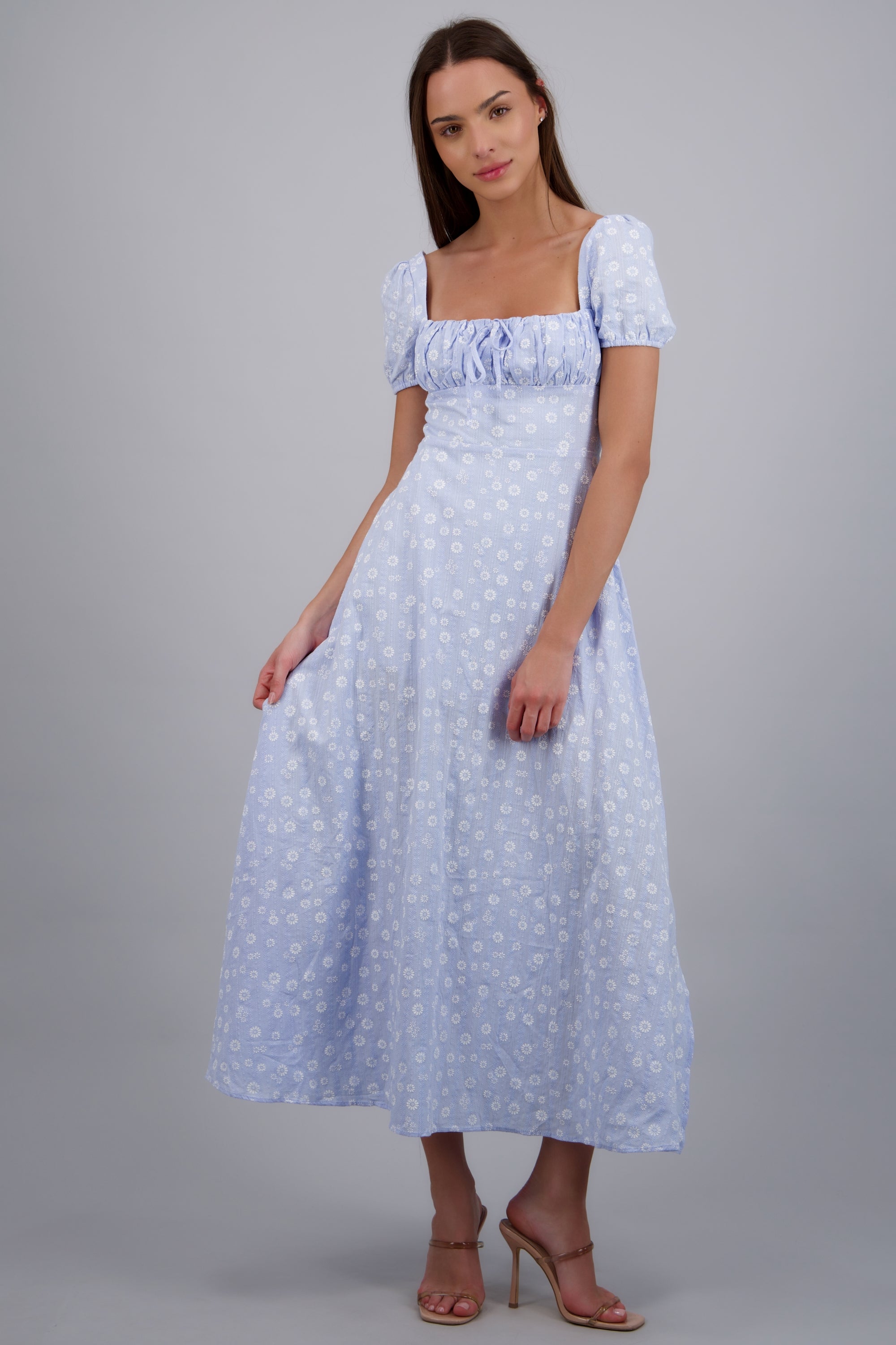 Vestido estampado mini flores AZUL COMBO