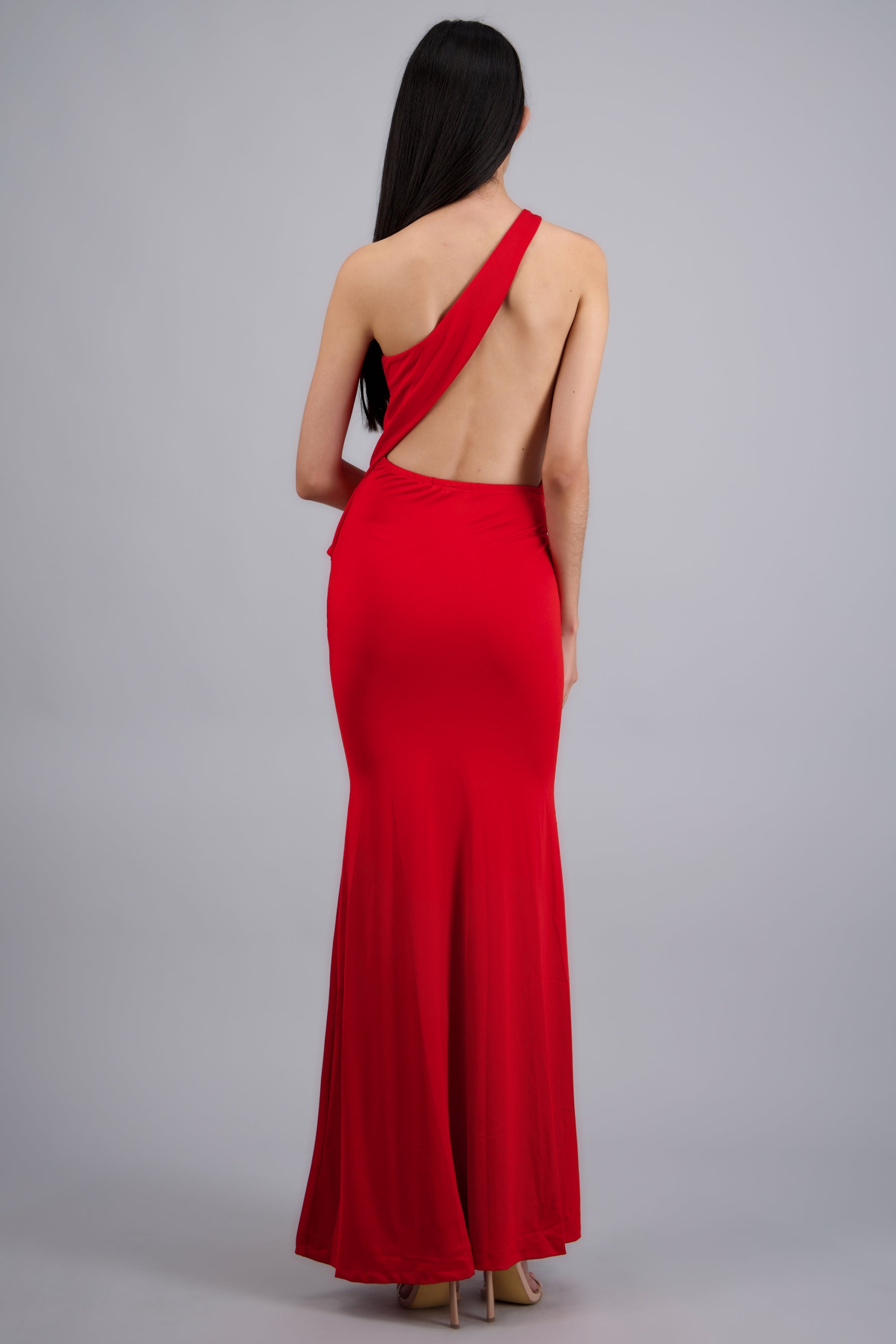 Vestido one shoulder liso ROJO