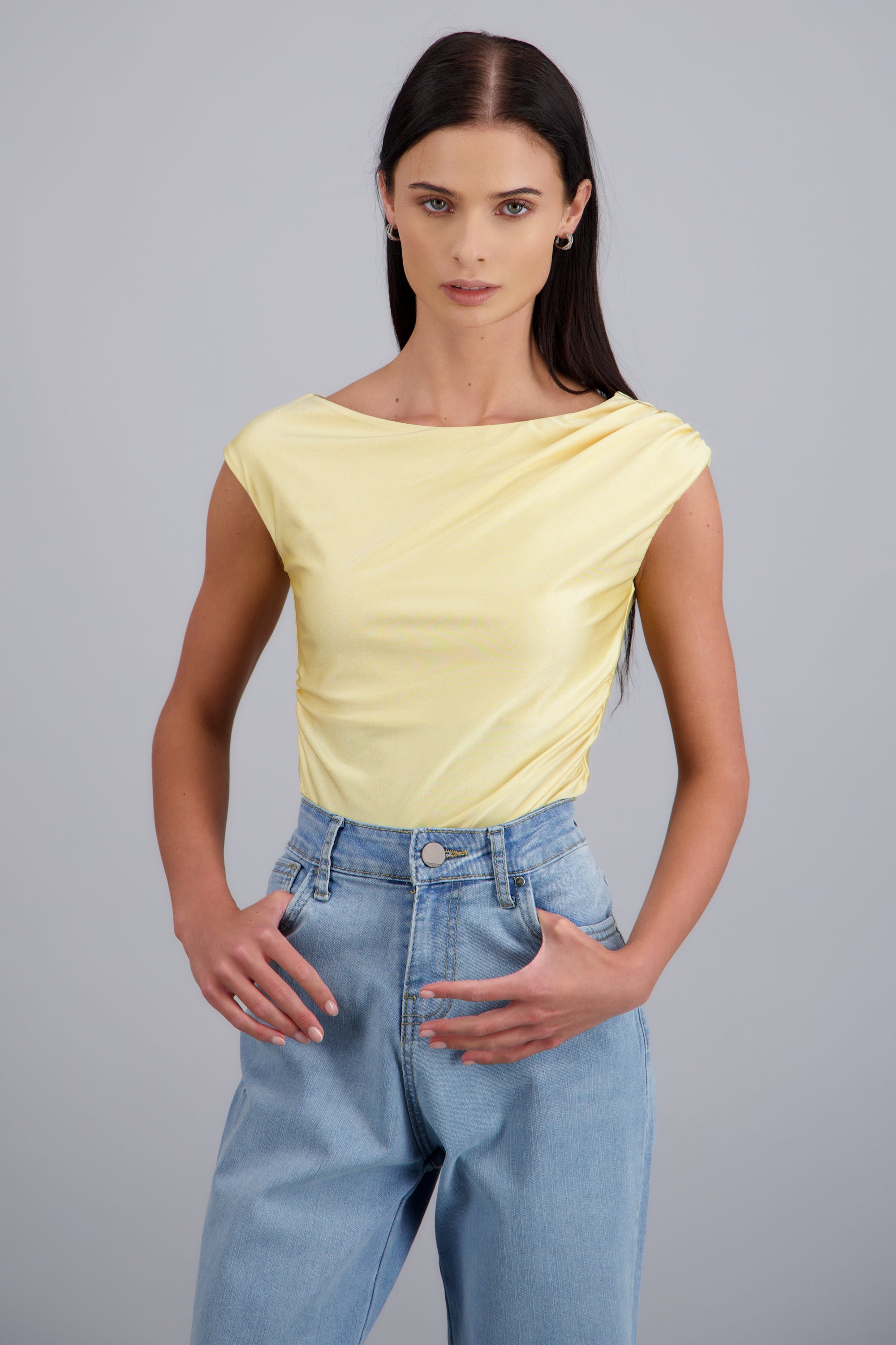 Body detalle drapeado AMARILLO PASTEL