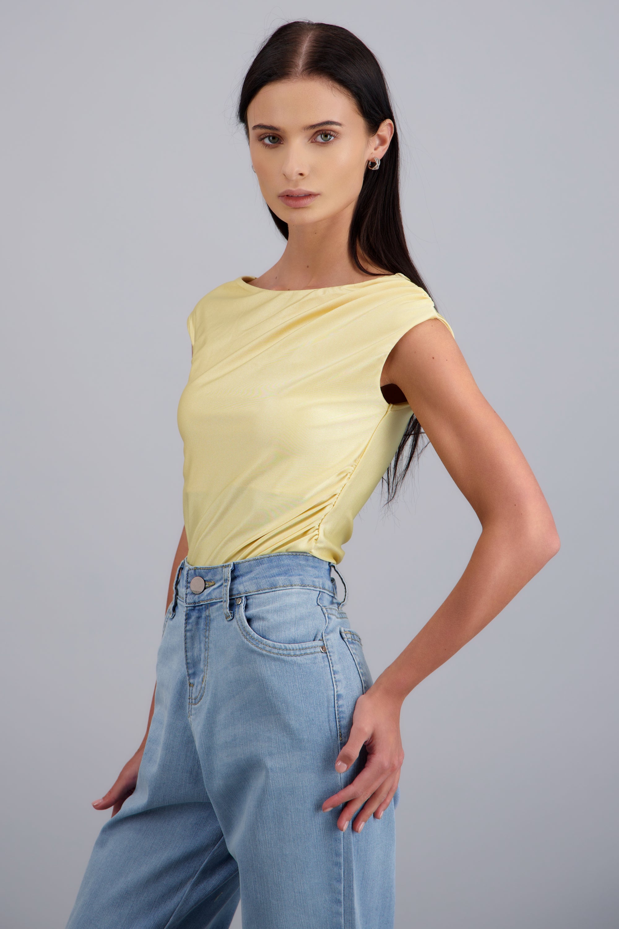 Body detalle drapeado AMARILLO PASTEL