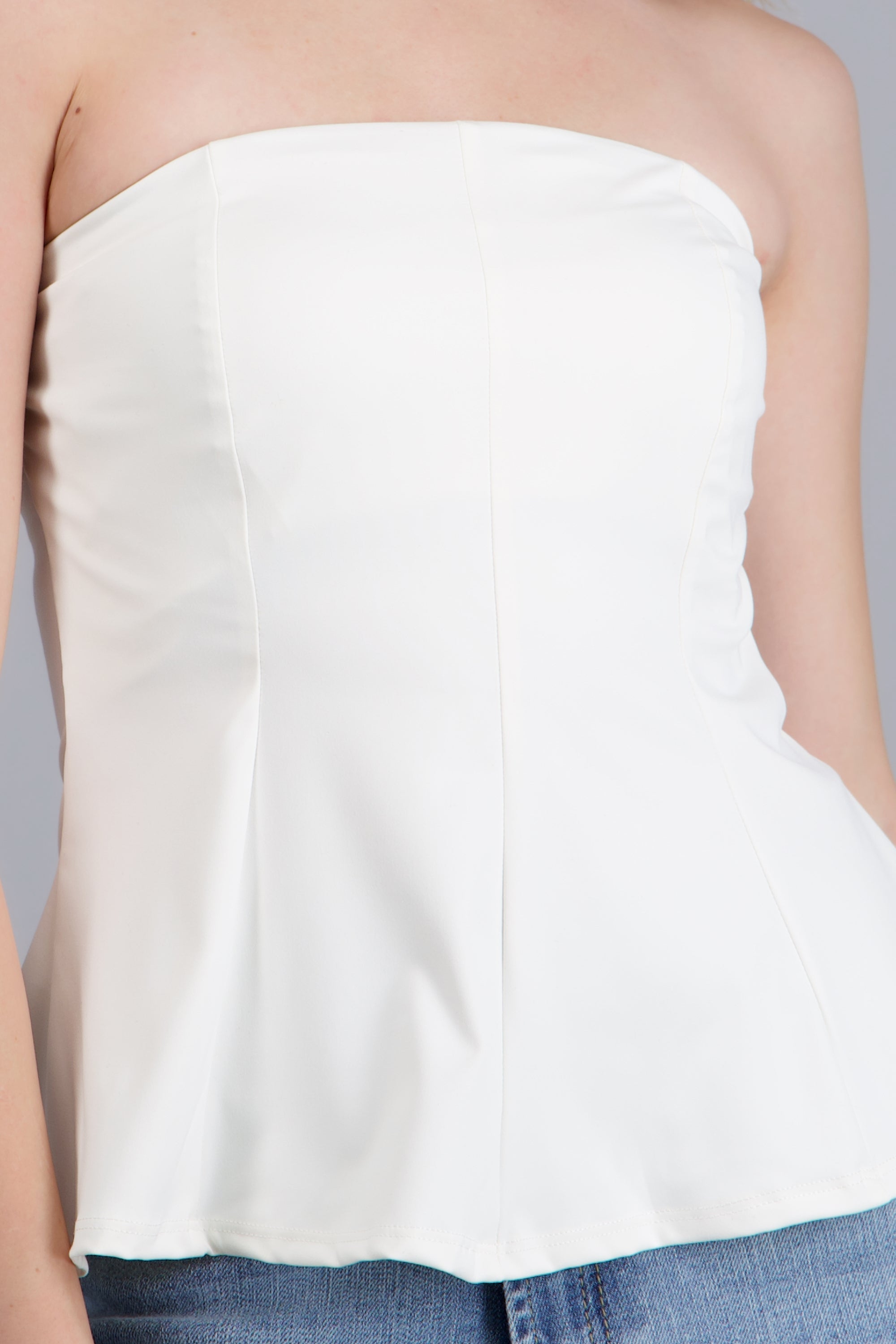 Top strapless peplum BLANCO