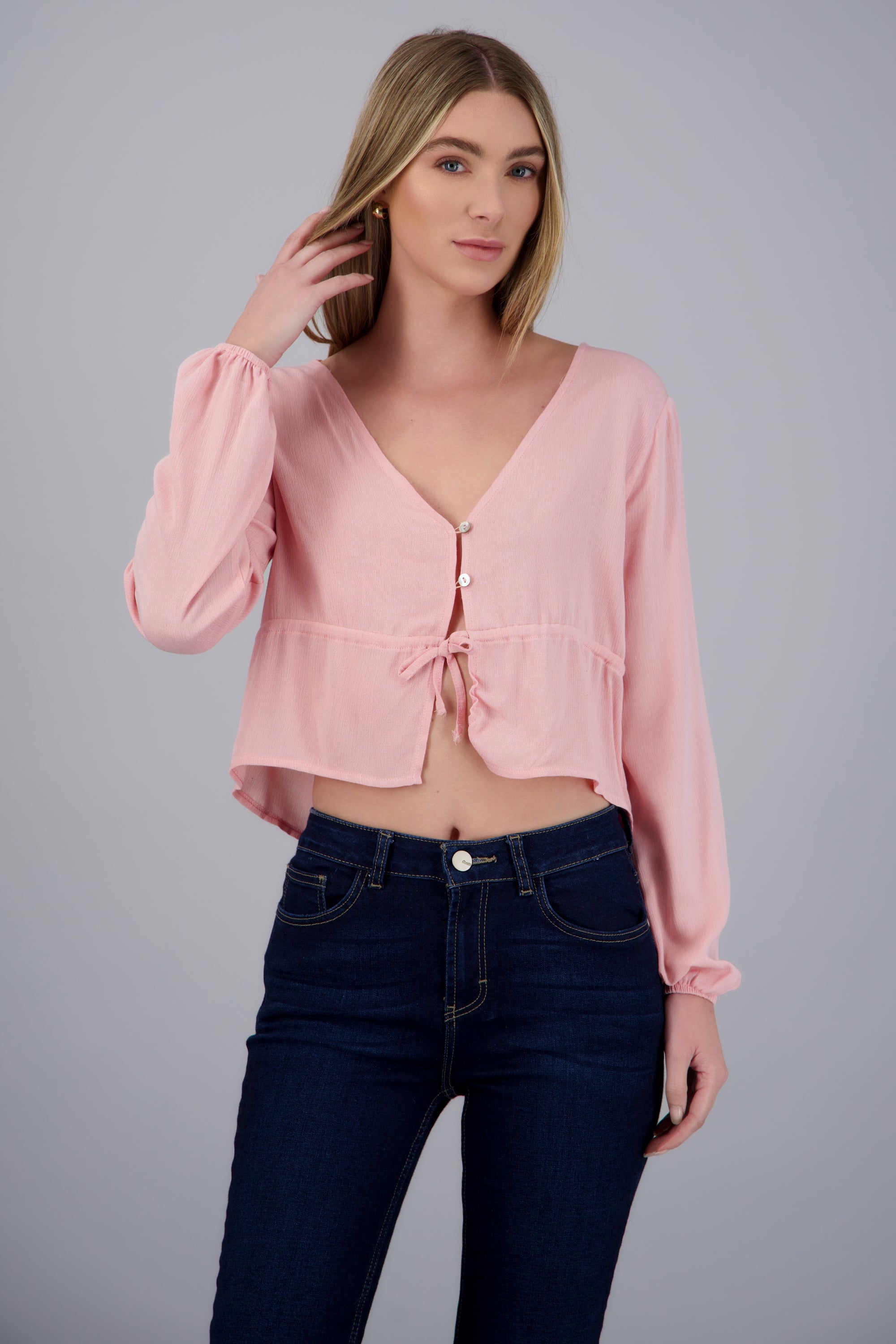 Blusa holgada con botones ROSA PASTEL