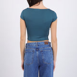 Top liso escote cuadrado manga corta