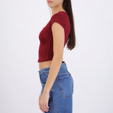 Top liso escote cuadrado manga corta