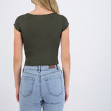 Top liso escote cuadrado manga corta