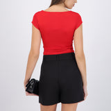 Top liso escote cuadrado manga corta