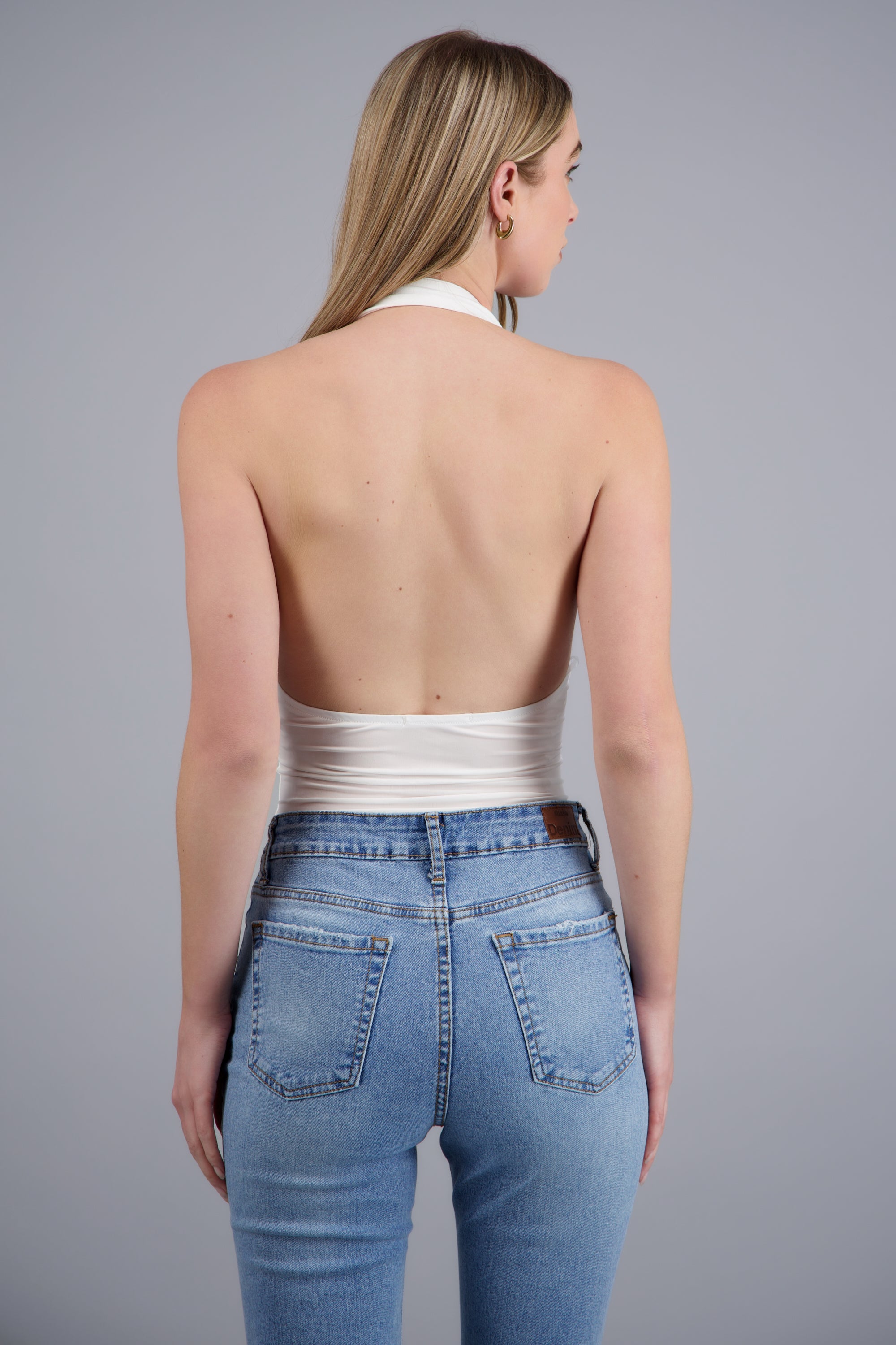 Body halter escote drapeado BLANCO