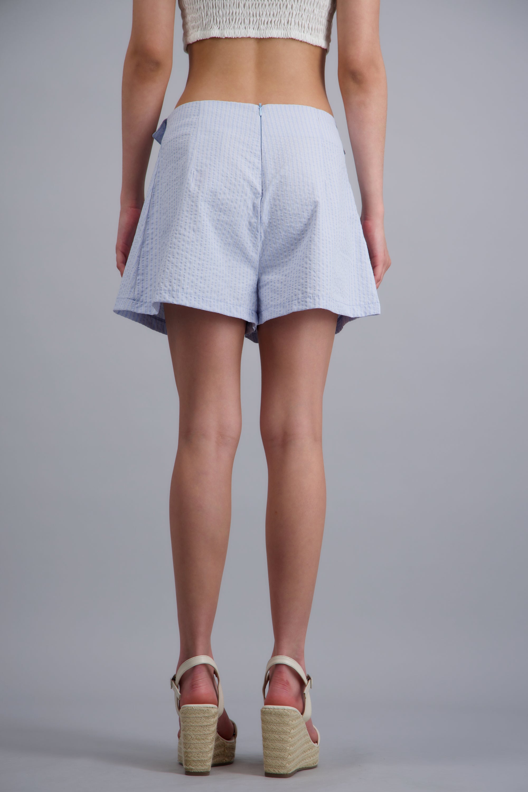 Short pretina doblada detalle moño AZUL PASTEL