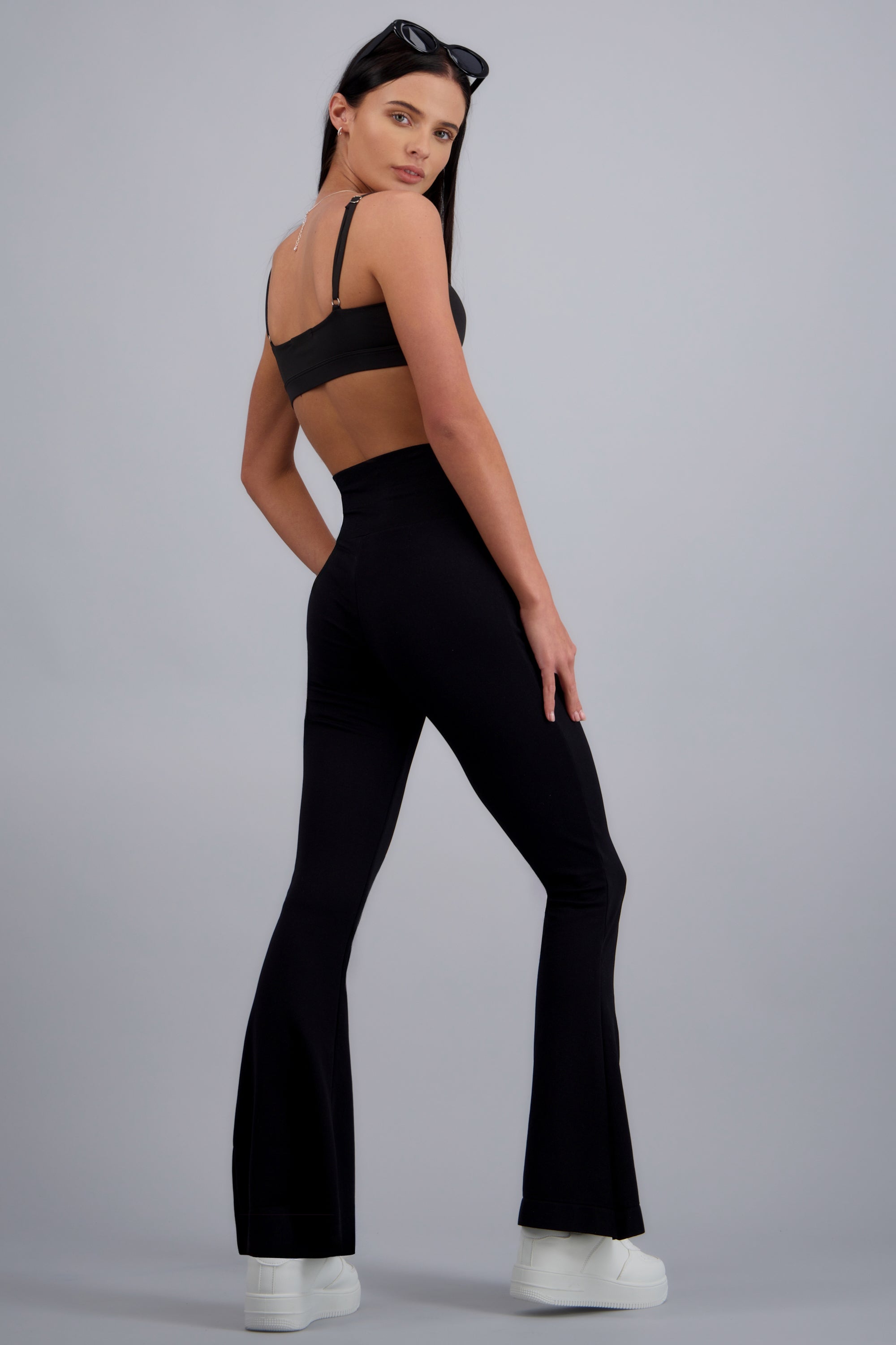 Pantalon flare seamless NEGRO