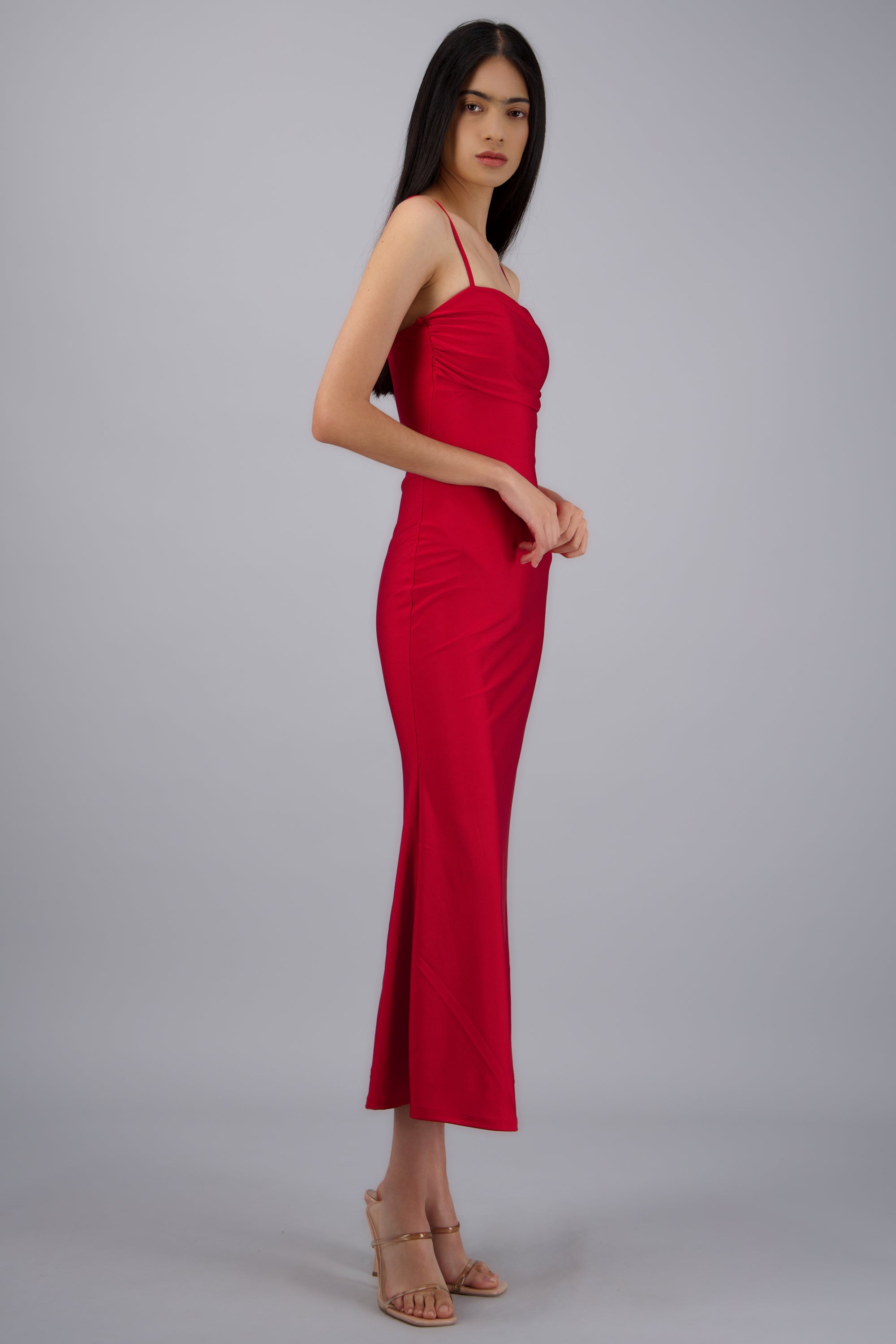 Vestido detalle drapeado ROJO