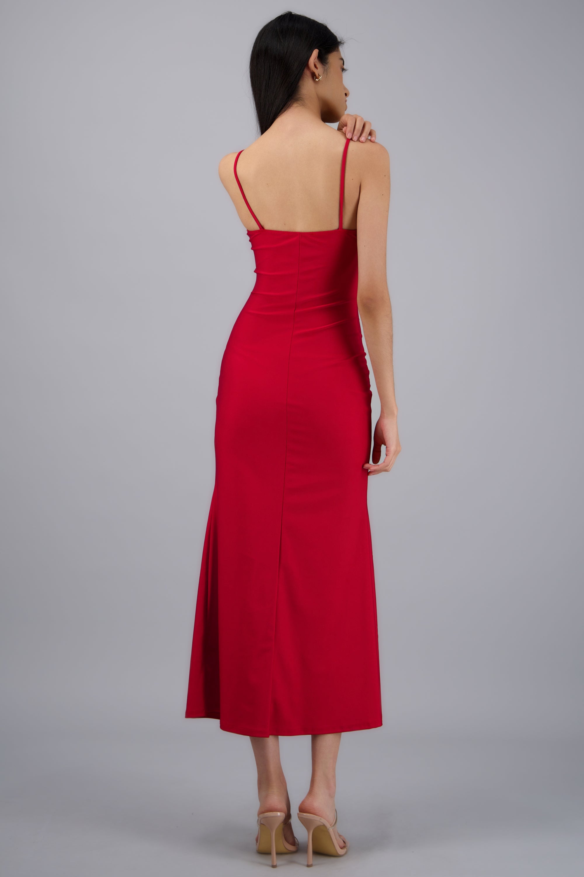 Vestido detalle drapeado ROJO