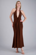 Vestido escote profundo frunces