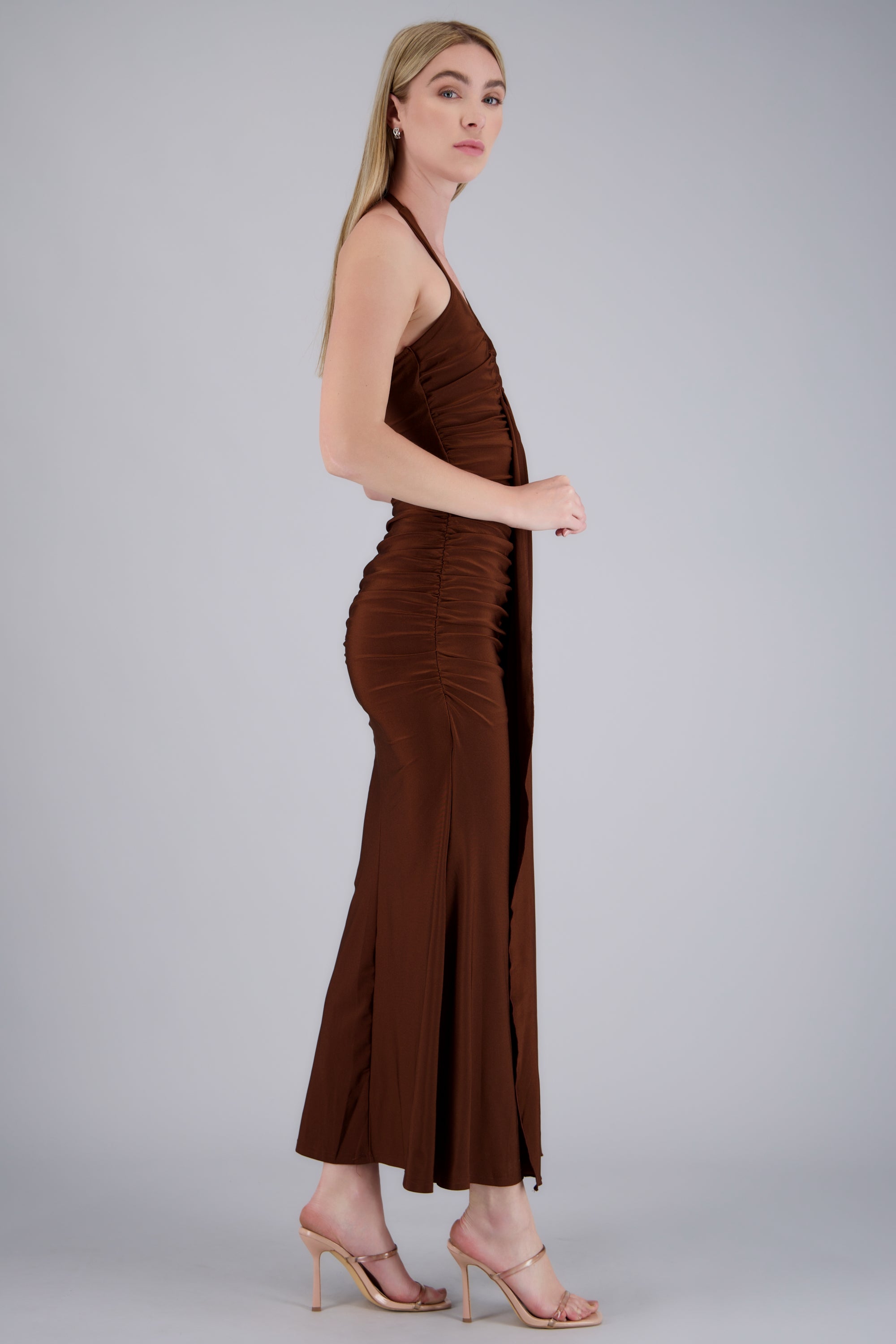 Vestido escote profundo frunces CAFE