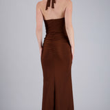 Vestido escote profundo frunces
