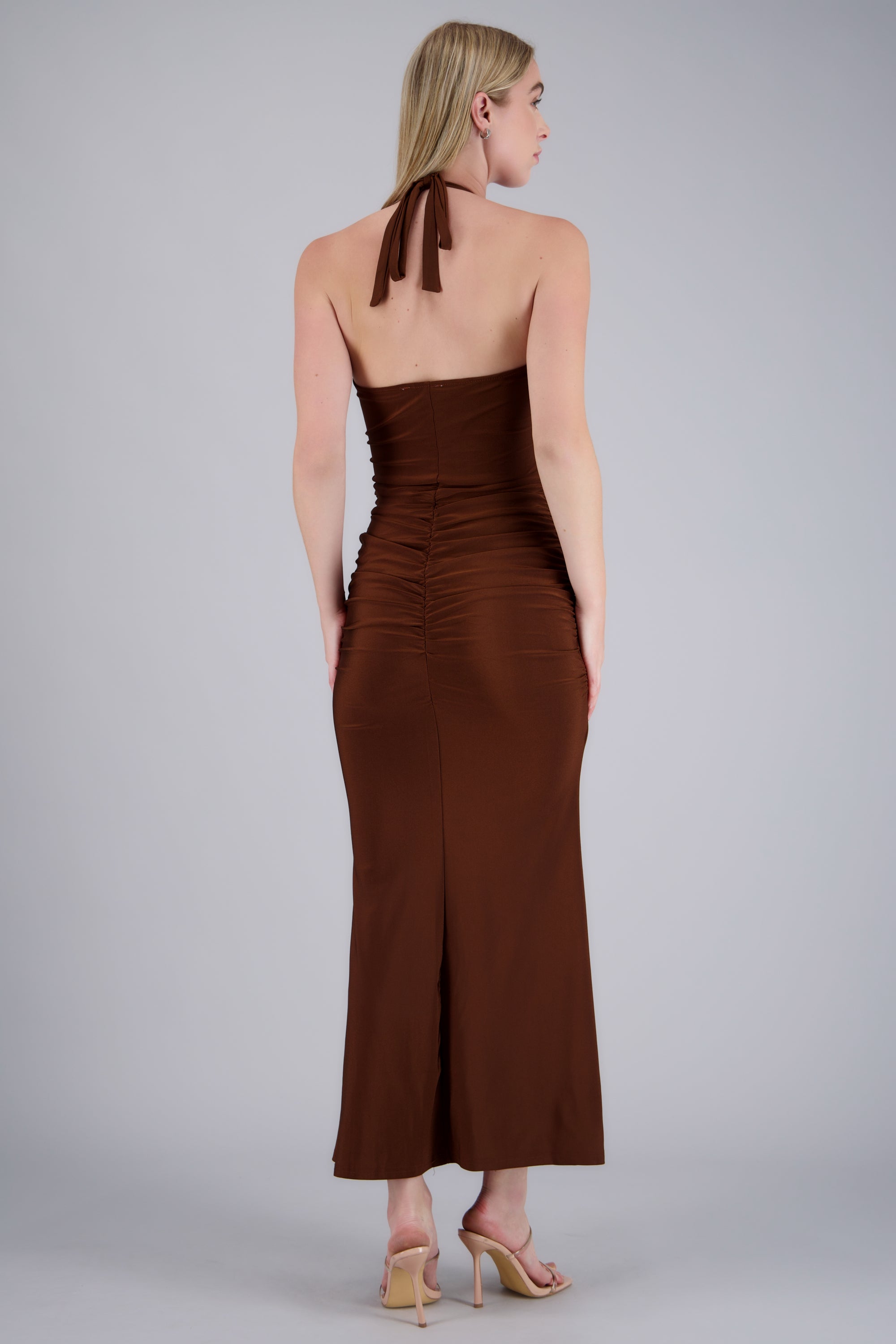 Vestido escote profundo frunces CAFE