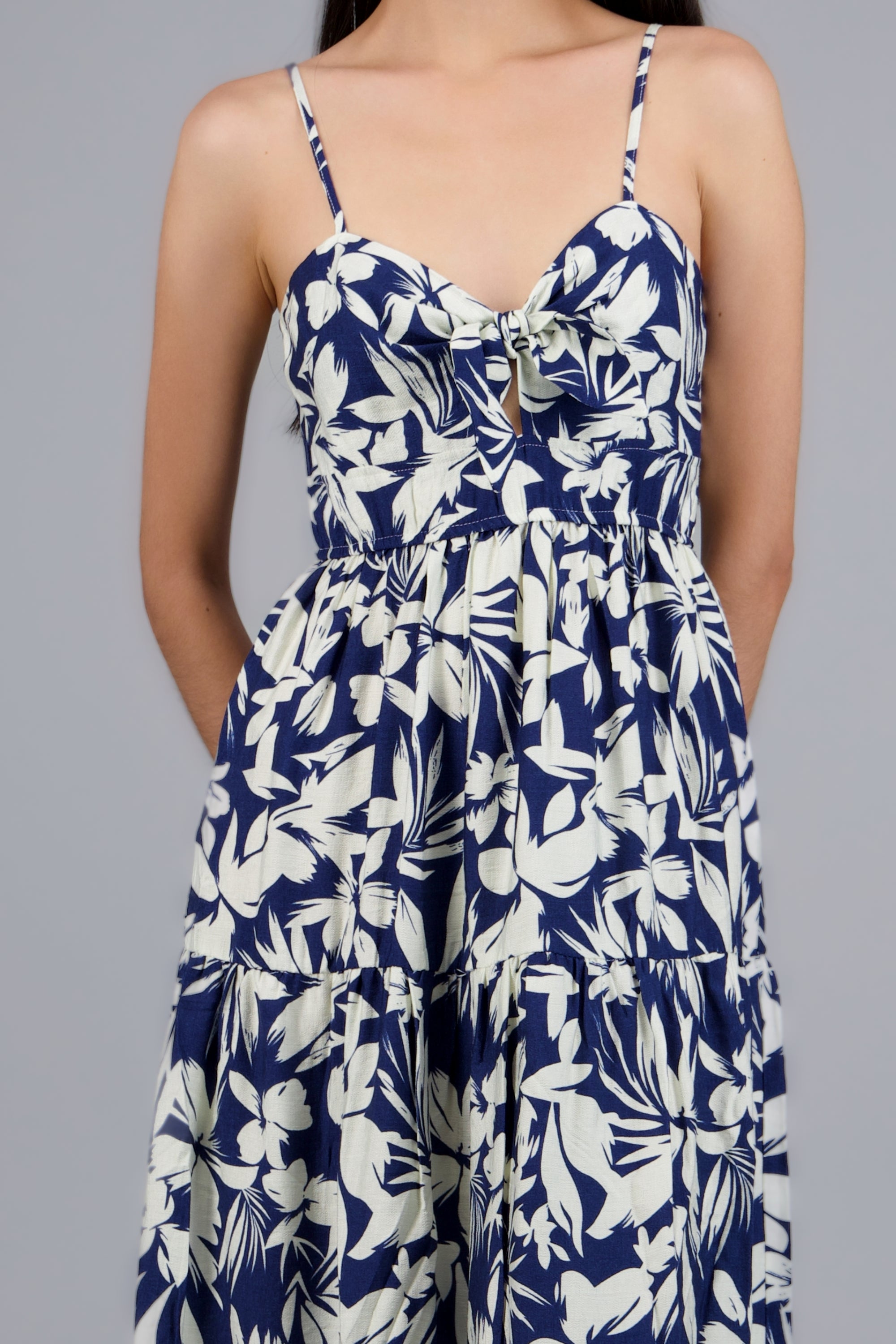 VESTIDO MAXI ESTAMPADO TROPICAL AZUL COMBO