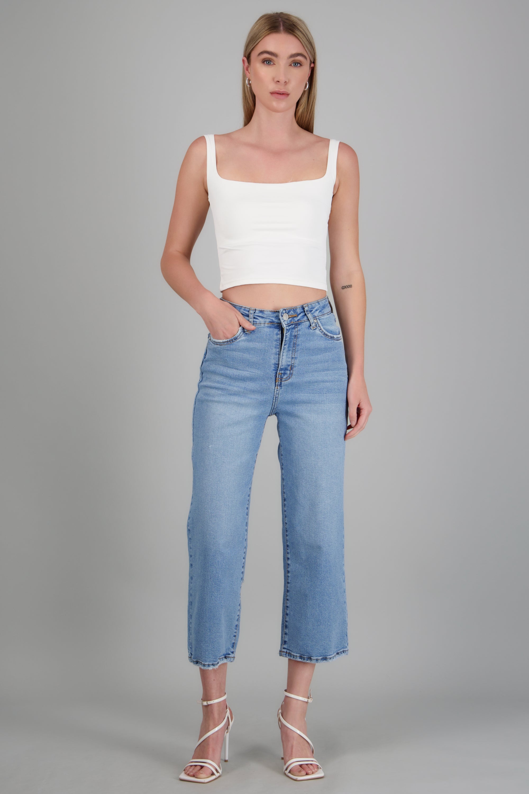 Jeans cropped mid rise LIGHT WASH