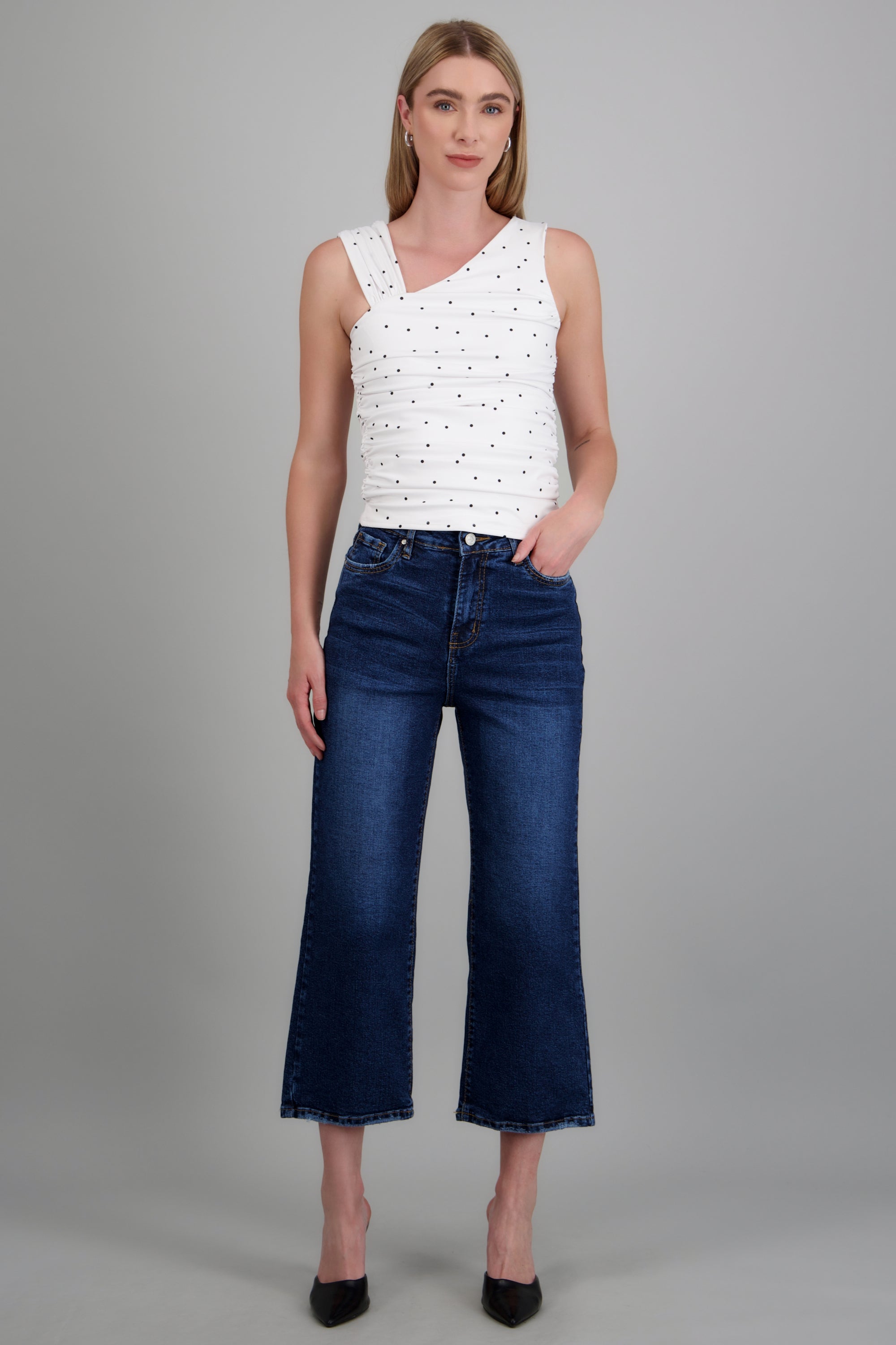 Jeans cropped mid rise DARK WASH
