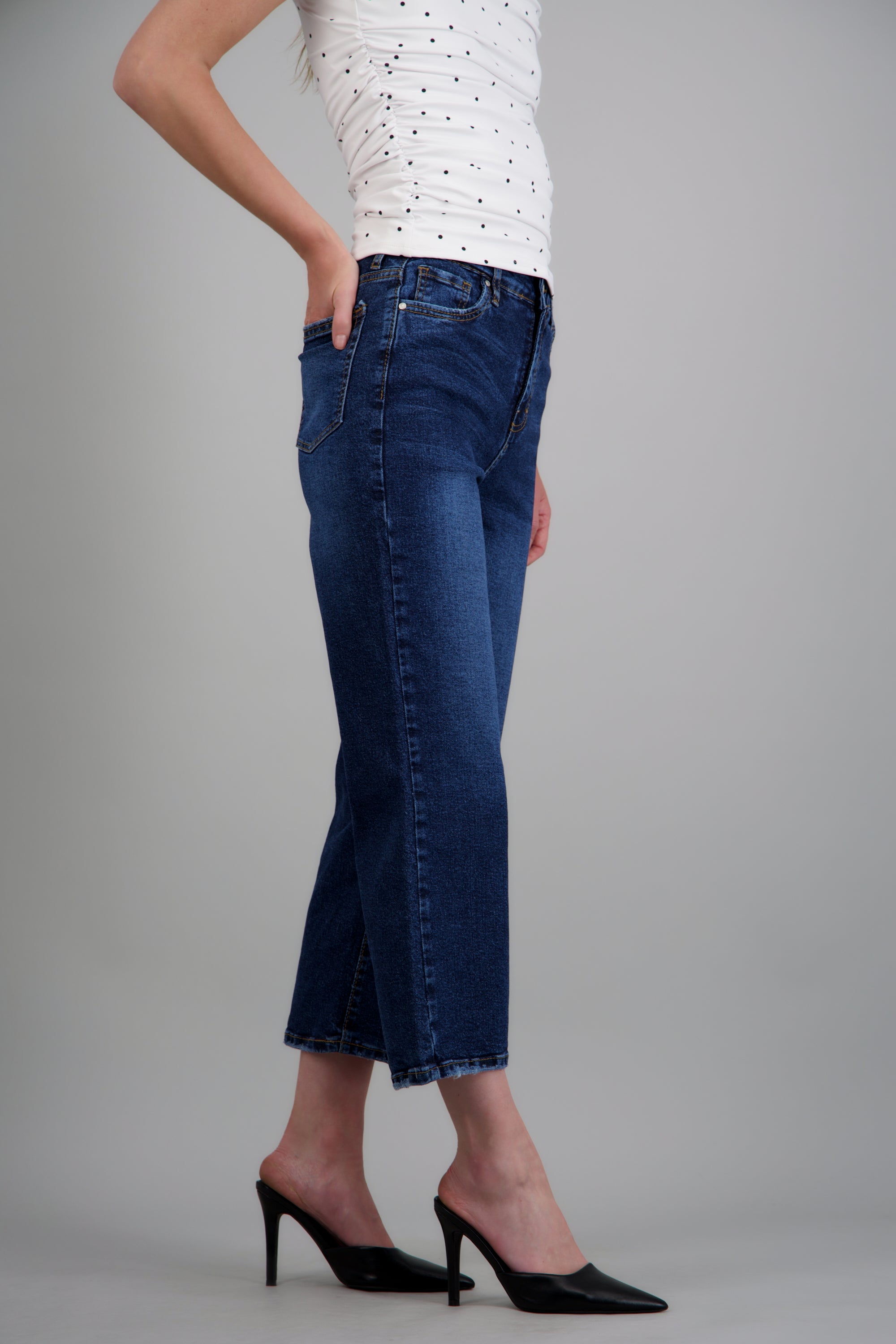 Jeans cropped mid rise DARK WASH