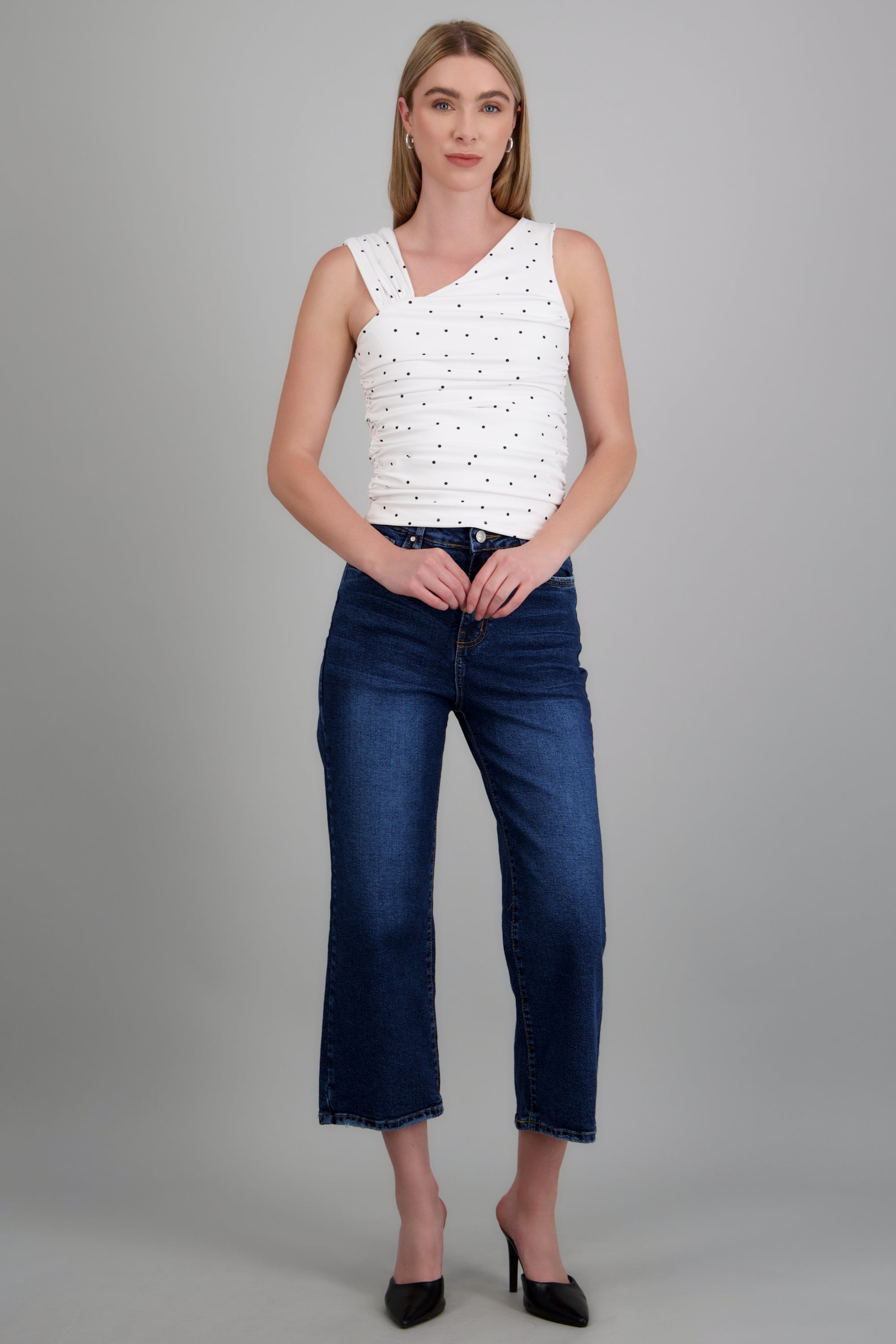 Jeans cropped mid rise DARK WASH