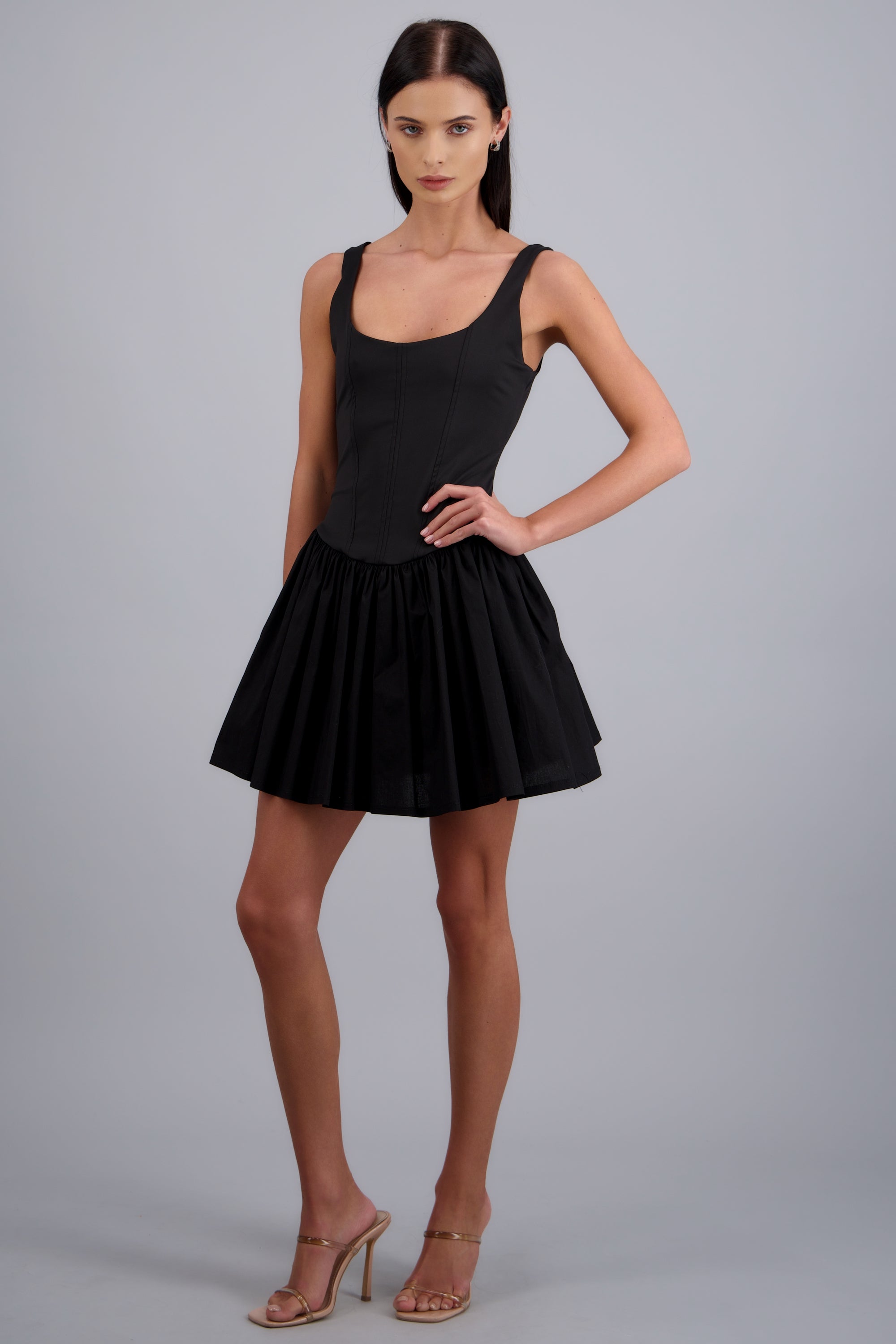 Vestido mini corset detalle costuras NEGRO