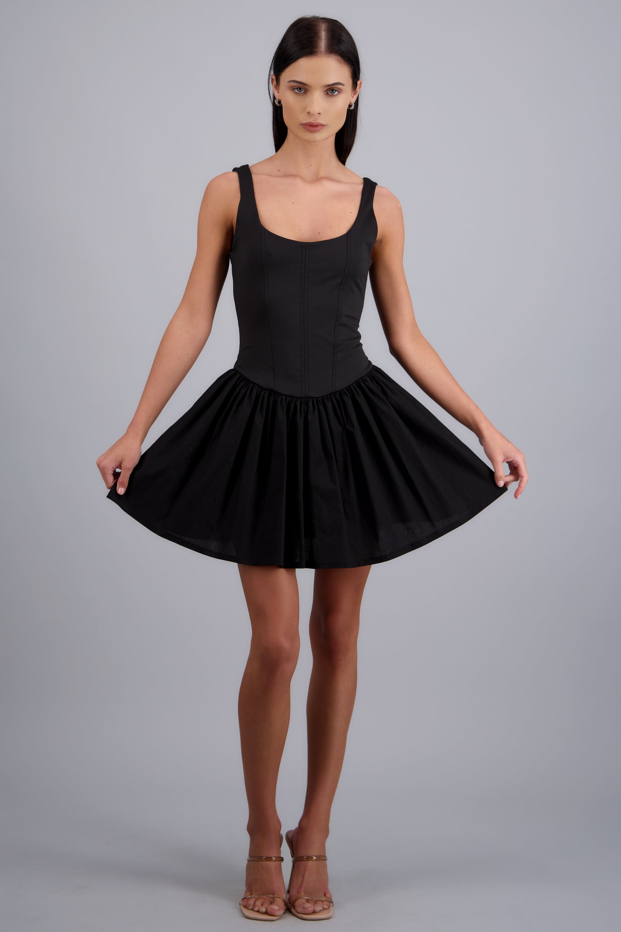 Vestido mini corset detalle costuras NEGRO