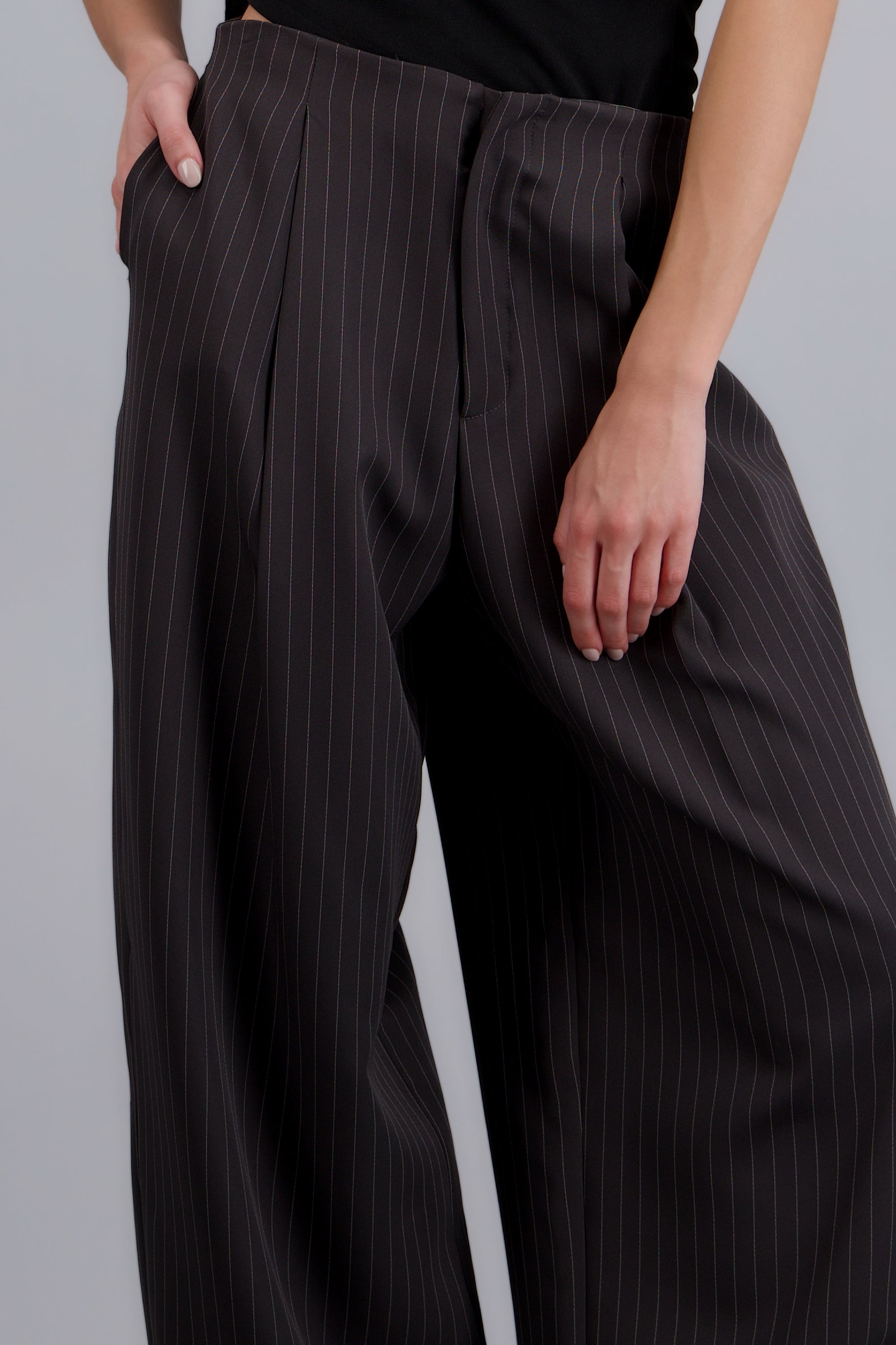 Pantalon balloon estampado rayas GRIS COMBO