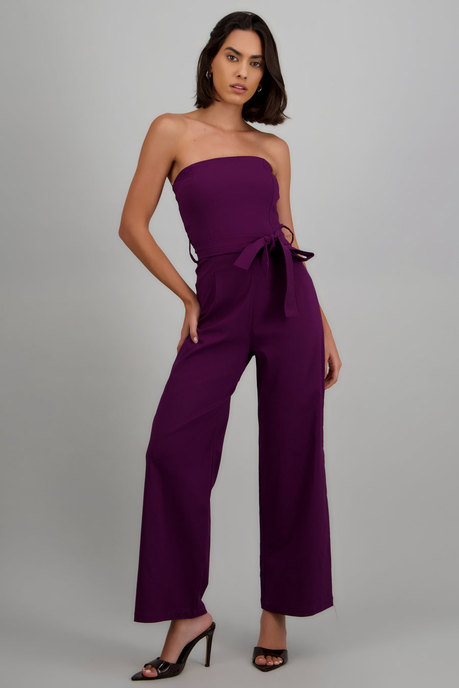 Jumpsuit strapless con cinto
