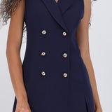 Vestido blazer tableado con botones