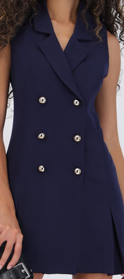Vestido blazer tableado con botones