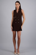 Vestido blazer tableado con botones