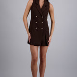 Vestido blazer tableado con botones