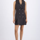 Vestido blazer tableado con botones