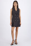 Vestido blazer tableado con botones