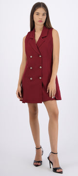 Vestido blazer tableado con botones