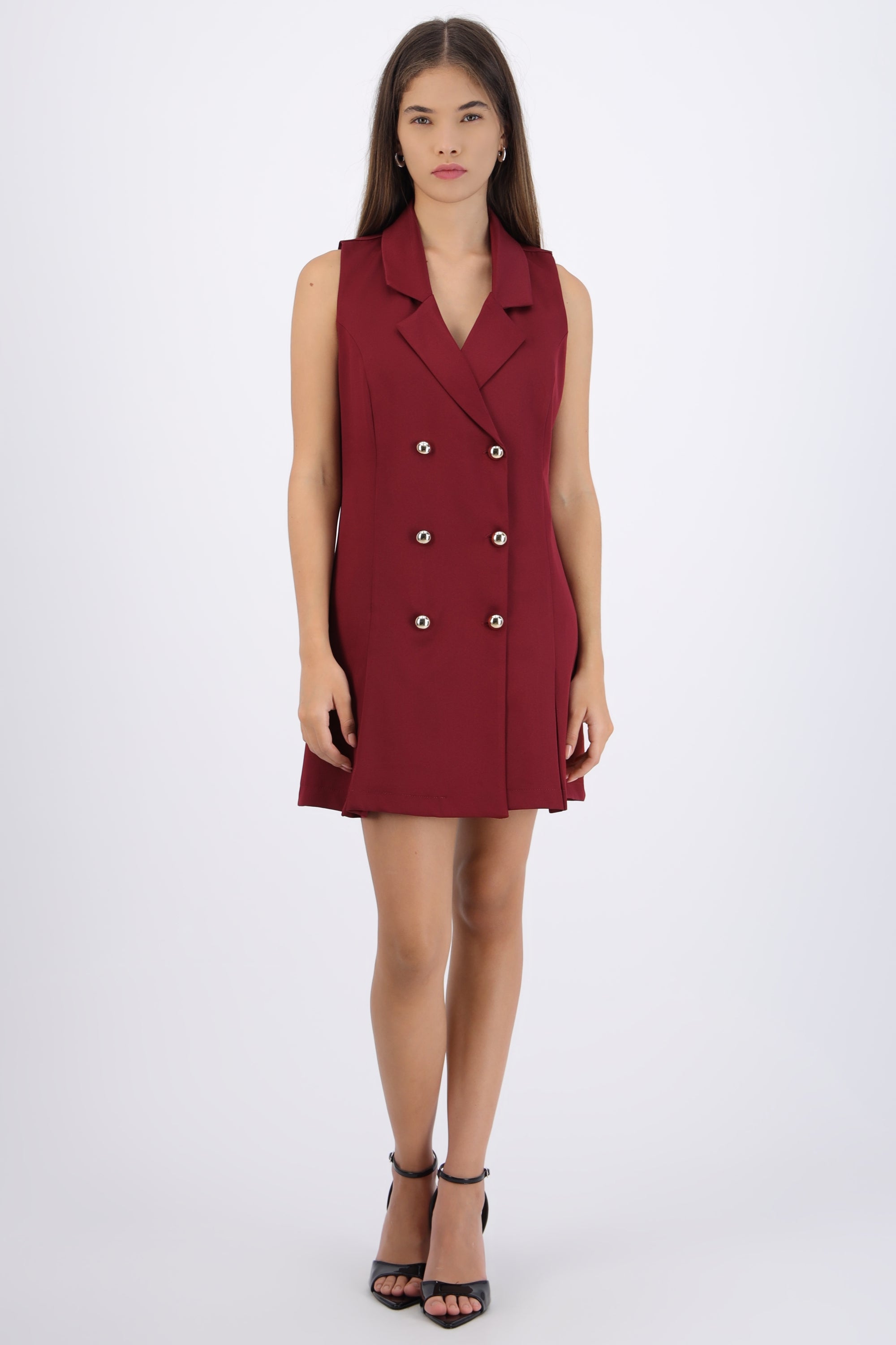 Vestido blazer tableado con botones